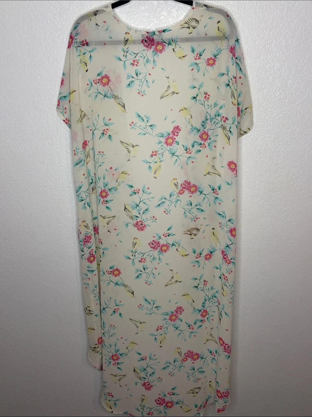 Torrid White Bird & Floral Duster Kimono Topper Size 0X/1X Boho Cottagecore
